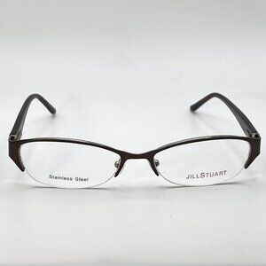 Jill Stuart JS 215A-2 Metal Half Rim Eyeglass Frames Spring Dark Brown 52-17-135